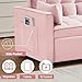 MSHABOOR 3 in 1 Convertible Sleeper Sofa Bed,Pull Out Couch for Living Room with Side Pockets & Adjustable Backrest,Velvet,Loveseat Sofa Bed,Futon Couches,Pink