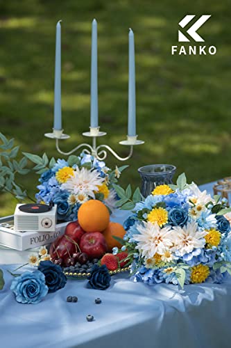 Fanko Fake Rose Artificial Flowers: Silk Blue Rose Artificial Silk Flowers Sky Blue Dahlia Artificial Flowers Bouquet Bulk Fake Flowers For Decoration Flowers Burgundy For Wedding #TOP2