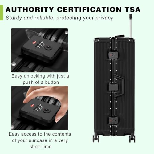 Image of AnyZip Carry On Luggage PC+ABS Aluminum Frame Zipperless Luggage Hard Shell Suitcase TSA Lock Double Spinner Wheels 20 Inch Black