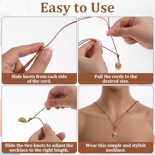 12 Stück Lederkette Herren Lederband Kette Leder Halskette mit Verstellbarem Knotenverschluss Leder Ketten Damen Kunstleder Halskette Lederband für Ketten Kautschuk Kette für DIY Anhänger Schmuck