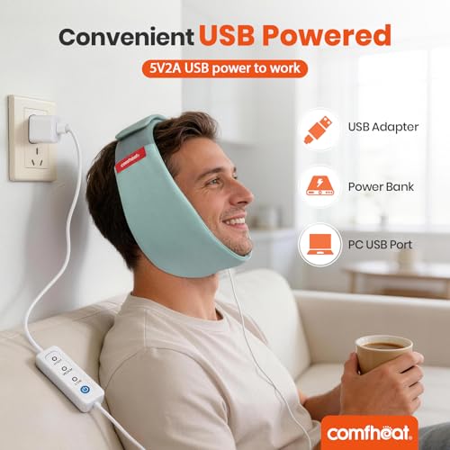 Image of Face Heating Pad for TMJ Pain Relief, USB Heated Wrap for Jaw, Wisdom Teeth Recovery, 3 Adjustable Heat Settings, Reducing Symptoms of Jaw Clicking, Relaxing Face Muscles (Non-Rechargeable)