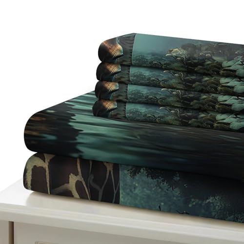 Housse de couette 3 pièces finitions soignées imprimé girafe 260x220 - 7