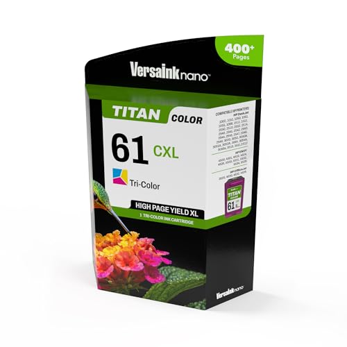 Image of VersaInk-Nano 61 CXL Titan Tri-Color Ink Cartridge Replacement of 61 and 61 XL, Works with DESKJET 3510,1010,3050,3050A,3000,1000,2540, Envy 5530,4500, OFFICEJET 4630