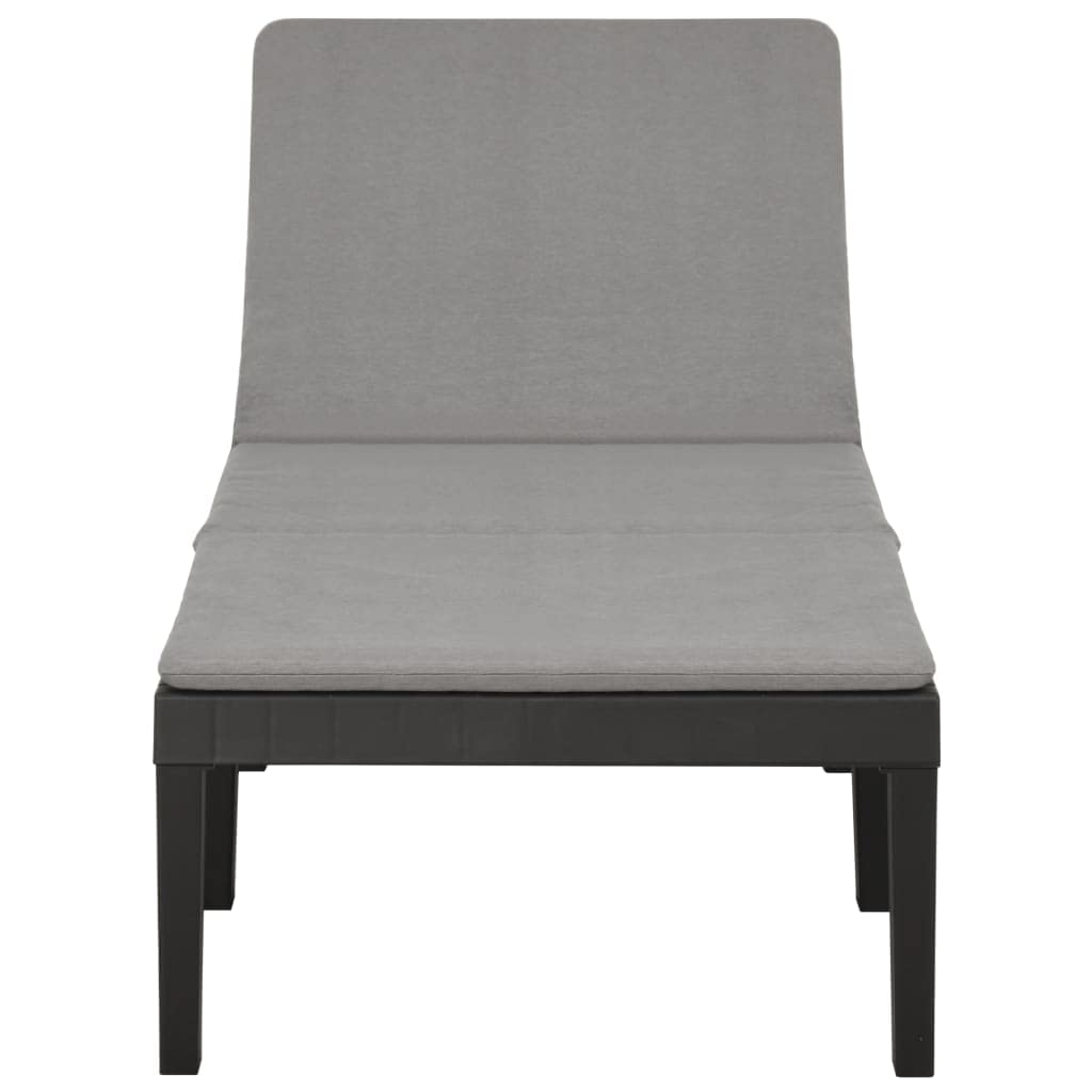 Tumbona con cojín de plástico antracita | Cómoda tumbona de jardín con respaldo ajustable en 5 posiciones y cojín suave para relajarse en el balcón o terraza.