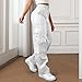 Cargo Pants for Women High Elastic Waisted Casual Baggy Wide Leg Hiking Pants Solid Color Streetwear with Pockets S-2XL