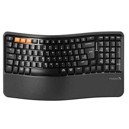 Image of ProtoArc EK02 Ergonomic Wireless Keyboard, Wave Keys, Black