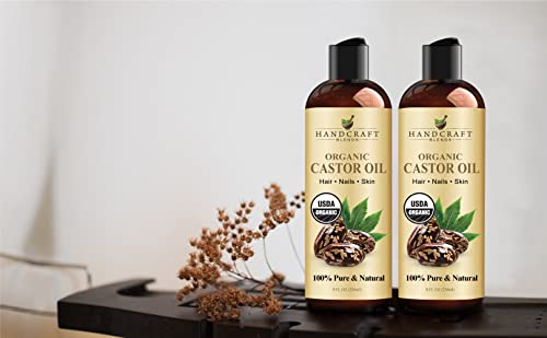 Handcraft Organic Castor Oil For Hair Growth, Eyelashes And Eyebrows - 100% Pure And Natural Carrier Oil, Hair Oil And Body Oil - Moisturizing Massage Oil For Aromatherapy - 8 Fl. Oz #TOP5