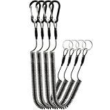 Retractable Safety Coiled Lanyard, Premium Fishing Lanyard, Stretchy Coiled Lanyards, Fishing Pole Tether, Equipment Tool Tether Leash with Carabiner Clip for Fishing, Pliers, Boating, Outdoors(4pc)