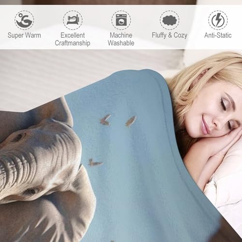 Couverture flannel éléphant 3D lavable machine lit enfant 100x130