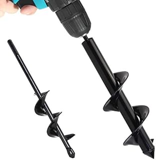 Earth Auger Drill Bit Set, Garden Bulbs Planting Post Hole Digger with Non-Slip Hex Drive Drill,2 PCS Spiral Rapid Planter Tool with Garden Gloves (12"x3" and 9"x1.6")