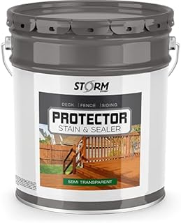 Storm Stain Protector - Golden Oak, 5 Gallons, Protects Outdoor Wood from Water & UV Rays, Siding, Fence & Deck Stain and Sealer, Outdoor Wood Stain and Sealer