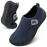 Scurtain Womens Minimalist Barefoot Shoes Wide Width Walking Shoe Comfy Non Slip Diabetic Plantar Fasciitis Orthopedic Nursing Shoes Ladies Blue Casual Work Knitted Sneakers Size