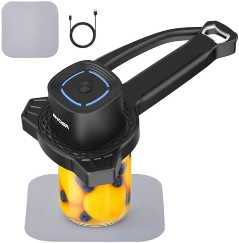 AMOSA Electric Jar Opener with Gripper Pad, Auto-Tighten & Manual...