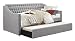 Homelegance Sleigh Daybed with Tufted Back Rest and Nail Head Accent, Twin, Grey