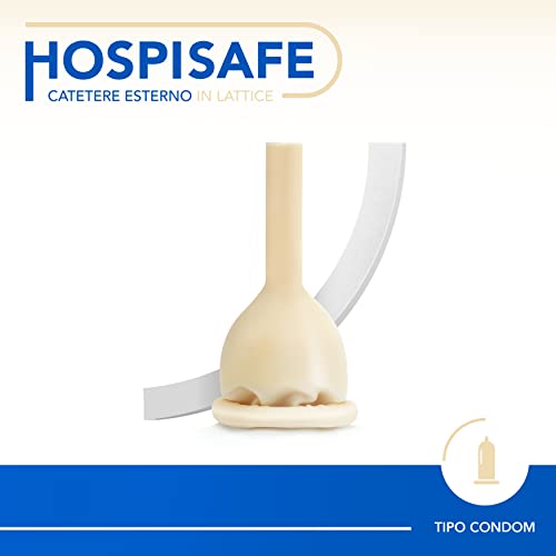 AIESI® Externer Latexkatheter für männer mit klebestreifen durchmesser 35 mm einzeln verpackt HOSPISAFE (Packung mit 50 Stück)