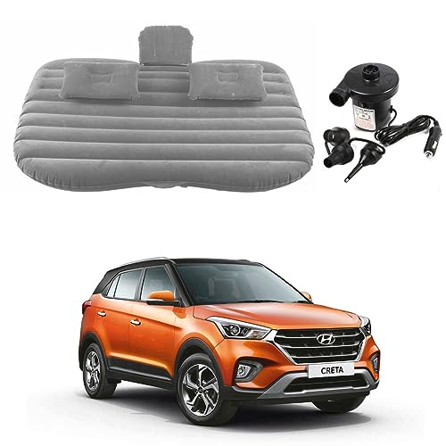 Image of Oshotto Multifunctional Car Travel Bed Mattress with Two Air Pillows, Car Air Pump Compatible with Hyundai Creta (2015-2026) (Grey)