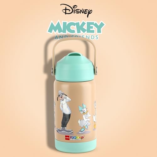 Image of CELLO Kidzbee Gen Alpha Stainless Steel Kids Flask Water Bottle 370ml | 3D Mickey Family Touch & Feel Design Leakproof Lightweight Easy to Carry Hot and Cold Kids Flask Water Bottle For School, Travel