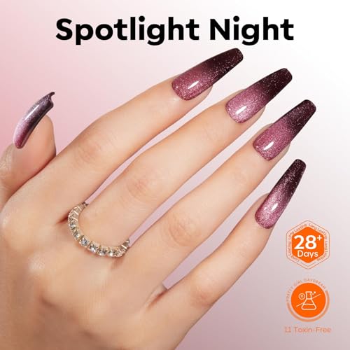Image of modelones Red Cat Eye Gel Nail Polish Burgundy Wine Color Changing Mood Temperature Change valentine Nail Polish Gel Soak Off Nail Art New Year Party 15ML