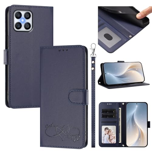 Jiajihua Cover Compatible with Honor X8 4G / X30i,Compatible with Honor Play 6T Pro 5G Phone Case【Card Cash Slot Wallet Design Flip Kickstand Drop Protection】 Blue