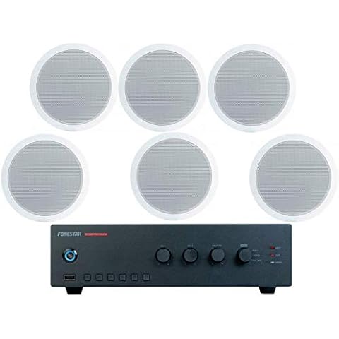 Fonestar Pack Ahorro 150 - Amplificador Prox-60 + 6 Altavoces de Techo Cover