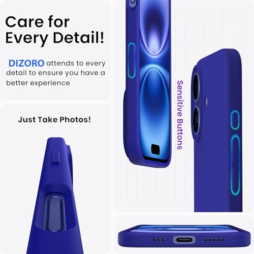 Image of DIZORO Compatible for iPhone 16 Case 6.1, Slim Liquid Silicone 3 Layers Full Covered Soft Gel Rubber Phone Case Protective Cover 6.1 Inch - Ultramarine.