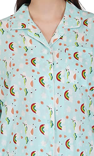 Image of Safeera Cotton Floral Printed 2 Piece Night Suit Top & Pajama Set for Women & Girls