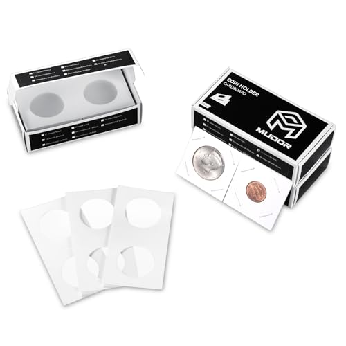 MUDOR Mylar Coin Flips 2x2 400 Pack Assorted Sizes Cardboard Coin Holder