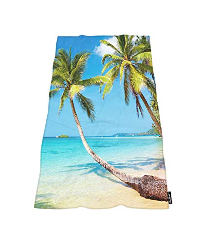 Moslion Comfy Bath Towels Palm Trees on Tropical Island Beach Cloud Blue Sea Soft Bathing/Beach/Camping Towel for Women Men Girls Boys Large Size 64x32 Inches