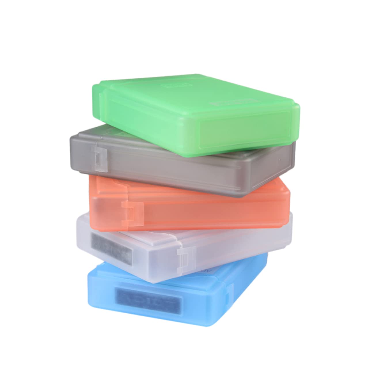 VILLCASE 5Pcs Hard Drive Storage Box Durable Plastic Hard Disk Protector White Blue Green Orange Grey Convenient Easy to Use Improved Drop Resistance