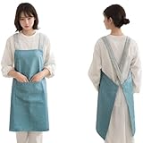 [Iwamatu] エプロン レディース おしゃれ シンプル 女性用 男性用 かぶるだけ 撥水 防水 人気 カフェエプロン スタッフ 無地 保育士 レストラン 美容師 お食事エステ 男女兼用 脫着簡単