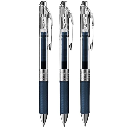 Pentel Energel Gel-Tintenroller – 3 Stück, 0,7 Mm, Marineblau, Einziehbar, Mit Gummi-Griff, Schnell Trocknend