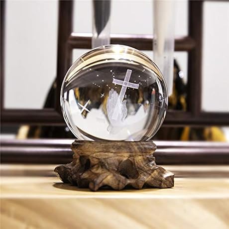 HDCRYSTALGIFTS 3D Glass Crystal Cross Paperweight with Woonden Base