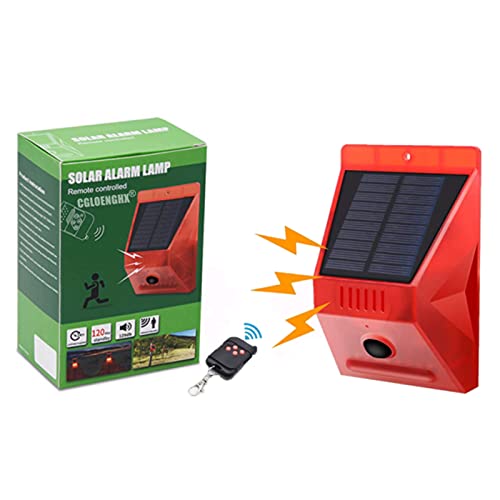 CGLoengHX Solar-Bewegungsmelder-Alarm, 4 Modi und Fernbedienung, laute Alarm-Sirene für den Außenbereich, mit 129 db lauter Sirene, wasserdicht, für Zuhause/Bauernhof/Scheune/Villa/Lager (1 Stück) Cover