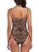 RELLECIGA Women's Zebra Striped High Cut Bandeau One Piece Swimsuits with Adjustable Shoulder Straps Size X-Large