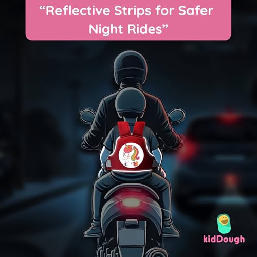 Image of KidDough Baby Safety Belt for Kids | Two Wheeler Bike /Scooty Belt for Kids Safety, Child Harness Safety Belt with Adjustable Baby Carrier for Toddlers & Baby (Cartoon Red)