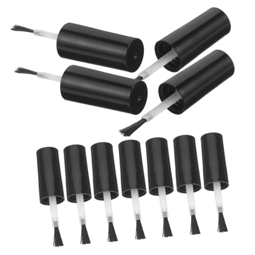 IWOWHERO 20 piezas Tapones de Botella para Esmalte de Uñas con Cepillo de Repuesto Capuchón Negro Brillante Accesorios de Manicura para Salones y Uso Casa Aplicador Preciso para Esmalte y