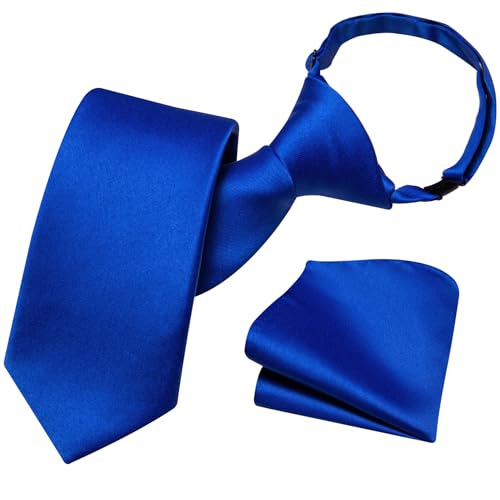 Image of Barry.Wang Boys Ties Pre-Tied Satin Solid Color Kids Tie Pocket Square Set Adjustable Formal Necktie Graduation School