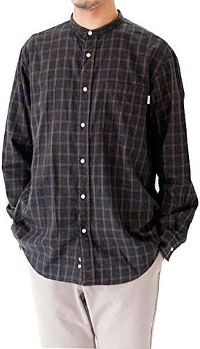 ジムフレックス 50 ビエラチェックバンドカラー シャツ J 1352 Vfc メンズ M Navy Brown シャツ 通販 Amazon