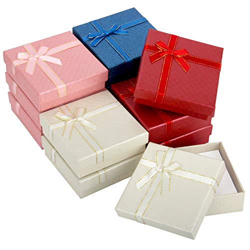 Jewelry Gift Box, 12 Pack 3.5 x 3.5 x 1 Inches Cardboard Paper Jewelry Boxes, Small Gifts Boxes for Rings, Earrings, Necklaces