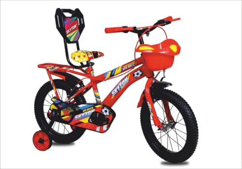 Image of SKYTON Brandon 16 Inch Kids Cycle with Side Wheels Ideal for 4 to 7 Years Boys and Girls Bicycle for Children - Red