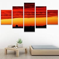 SIGNWIN 5 Panel Canvas Wall Art Cityscape Sunset for Home Decorations Ready to Hang - 60