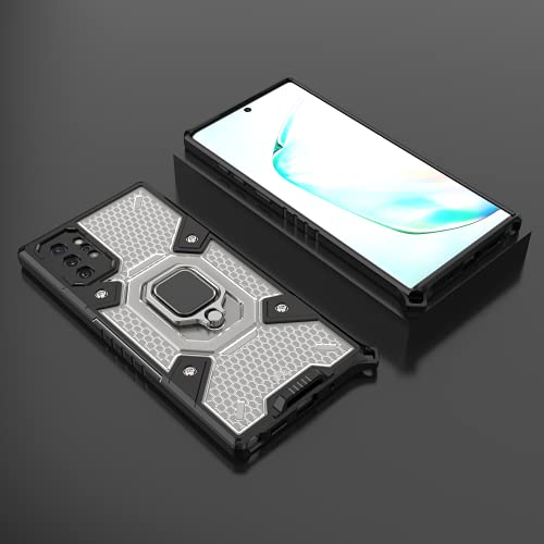 Image of zivite TPU Tough Armor Bumper Back Case Cover For Samsung Note 10 Pro|Ring Holder & Kickstand In-Built|360 Degree Protection Back Case Cover For Samsung Galaxy Note 10 Pro /Note 10 Plus (Black)