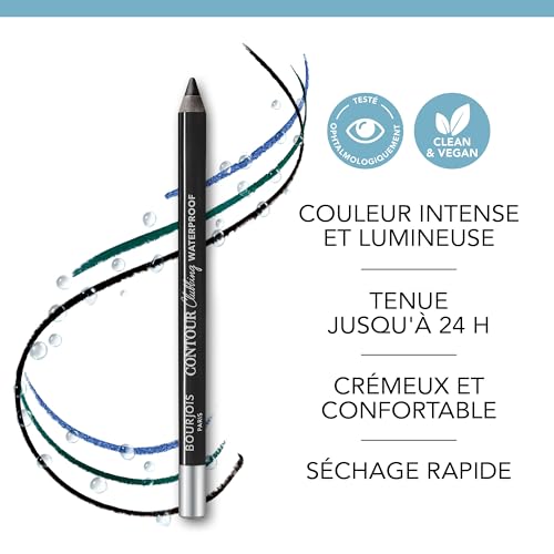 Bourjois Paris Contour Clubbing Crayon Yeux Waterproof, Texture Coulissante et Doux, Formule avec Huiles de Jojoba, N°75 Gris Anthracite, 1.2g