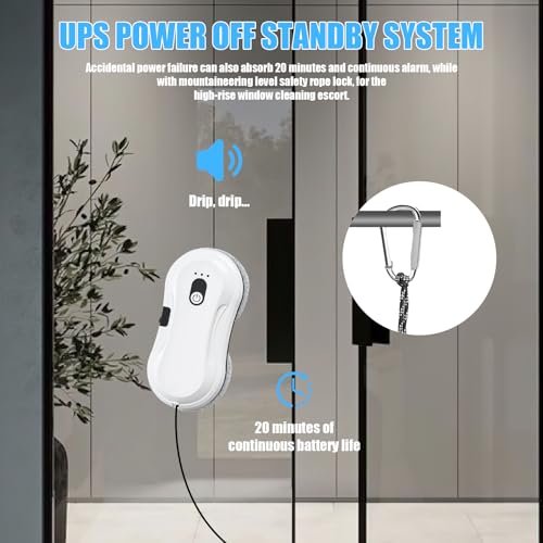 2800pa Intelligent Window Cleaning Robot with 35ml Water Tank, 3 Modes 80w Electric Glass Cleaner with Dual Water Spray, Automatic Window Vacuum Windowss Cleaner Spray with Remote, with 10 Clothes - Image 2