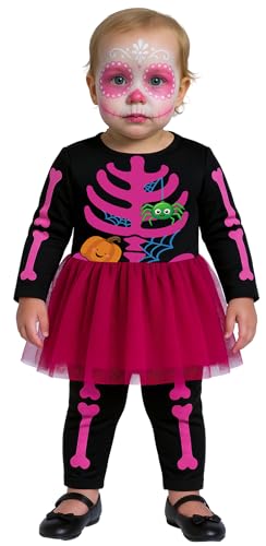 Disfraz de esqueleto bebé niña vestido con pantalón Halloween y Oktoberfest