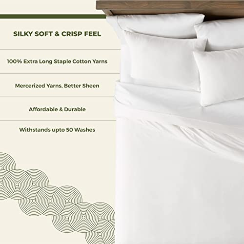 Mayfair Linen Queen/Full Duvet Cover, 600 Thread Count Sateen 3Pc Egyptian Cotton Duvet Cover Set, 100% Pure Cotton Comforter Cover, 2 Pillow Shams, Zipper Closure, 7 Corner Ties - (White) #TOP1