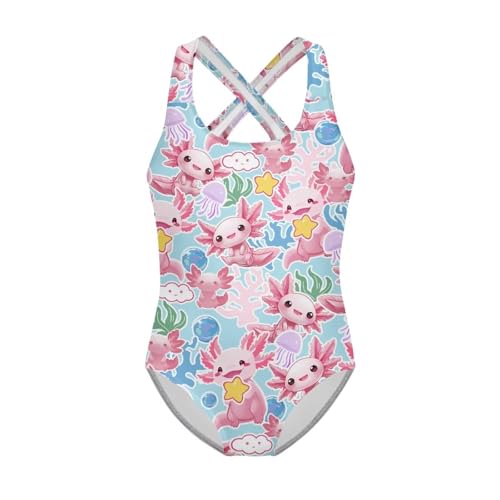 Image of Girls One Piece Swimsuits Quick Dry Beach Bathing Suit Crossback Swimwear 5-14 Years