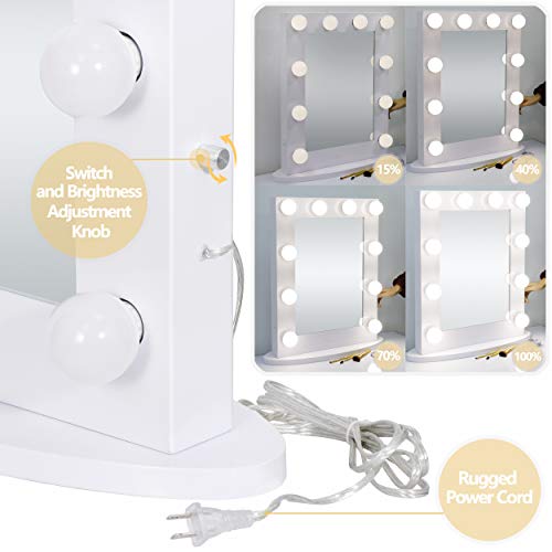 Espejo para Maquillaje con Luces y Marco Metálico Blanco miniatura 3
