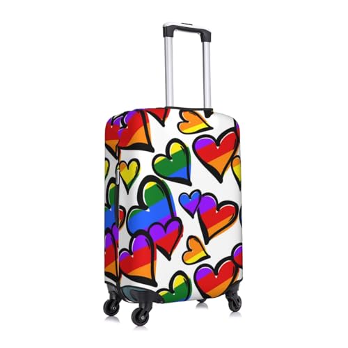 Rainbow Colored Gay Pride Hearts Print Luggage Suitcase Covers Elastic Washable Luggage Protector Luggage Covers For Suitcase3