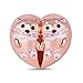 GNOCE 925 Sterling Silber Otter Charm Perle Rose Gold Plated Herz Form Charms Zwei Otter Hand in Hand Süßes Geschenk für Frau Freundin Mädchen